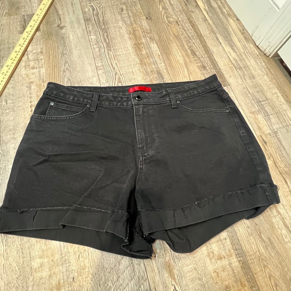 Jennifer Lopez Womens Denim Shorts Raw Hem Black Size 16